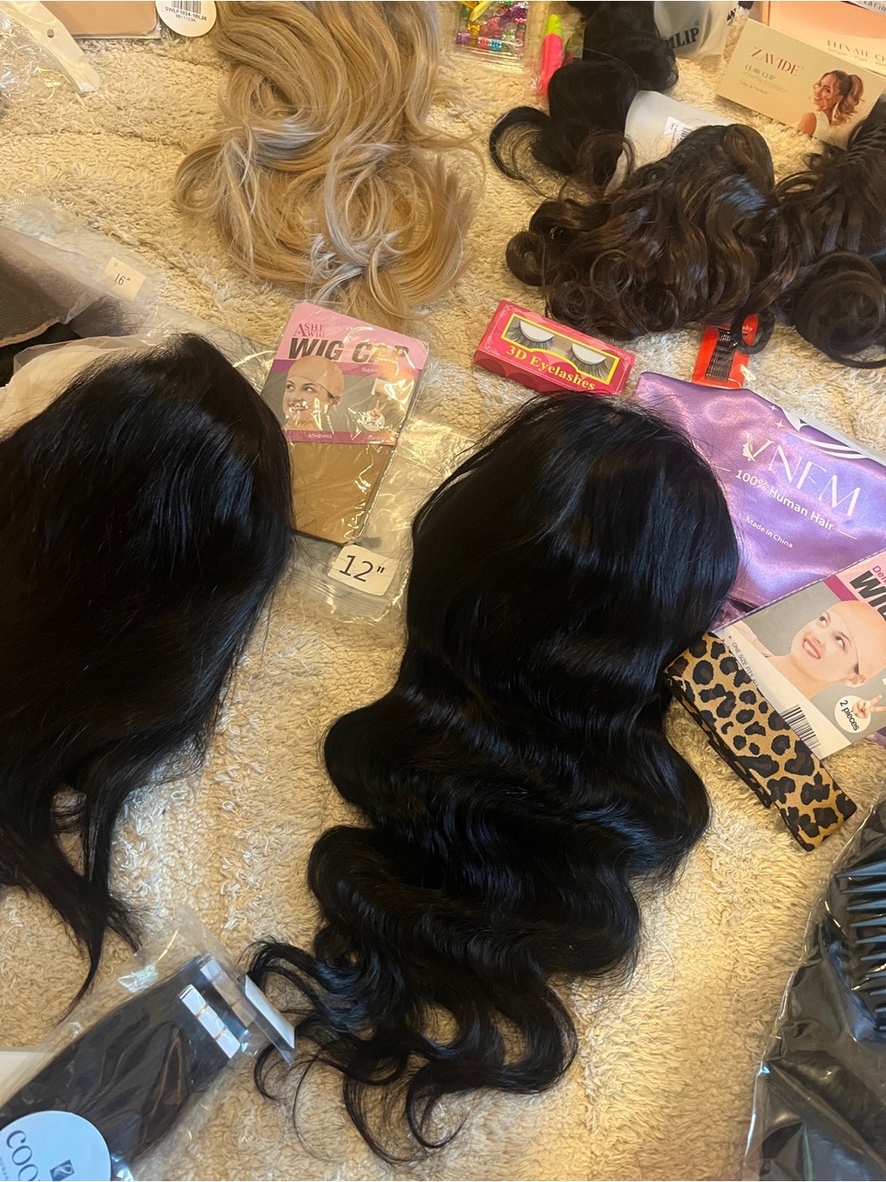 NWT Huge Assorted Hair Extensions & Wigs & Accessories both Human and Synthetic - Picture 7 of 13
